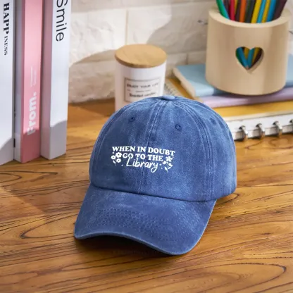 Pagewings When In Doubt Go To The Library Washed Cap