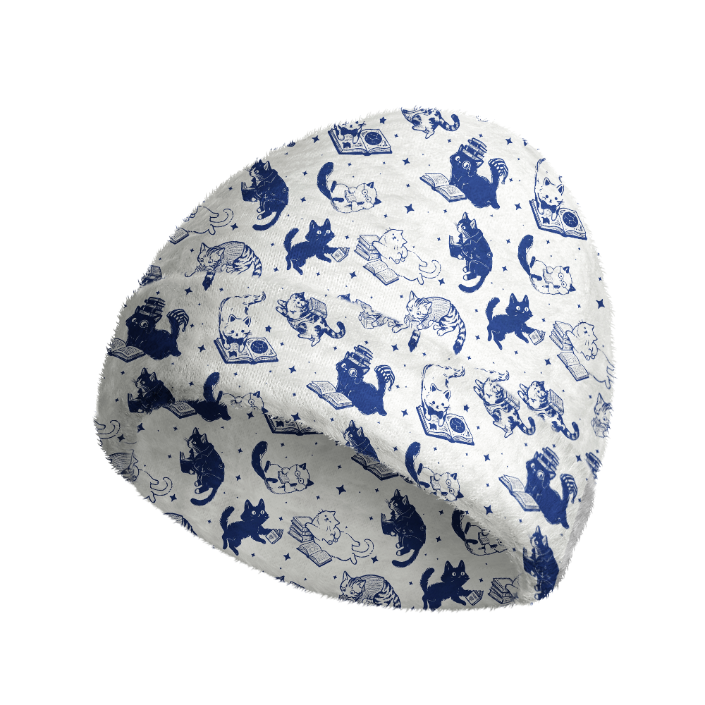 Pagewings Cat Book Lover Knit Patterned Beanie
