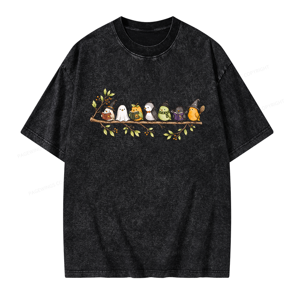 Pagewings Halloween Bird Unisex Washed T-shirt