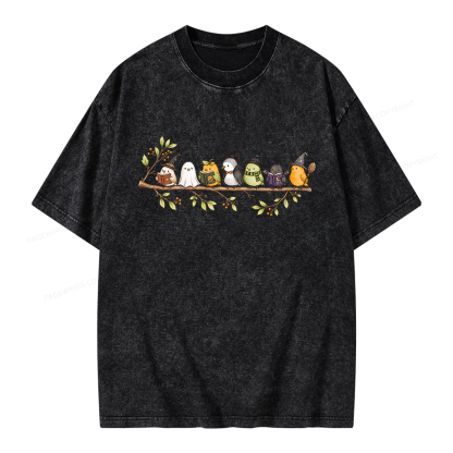 Pagewings Halloween Bird Unisex Washed T-shirt