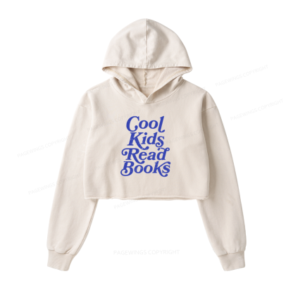 Pagewings Cool Kids Read Books Washed Crop Hoodie