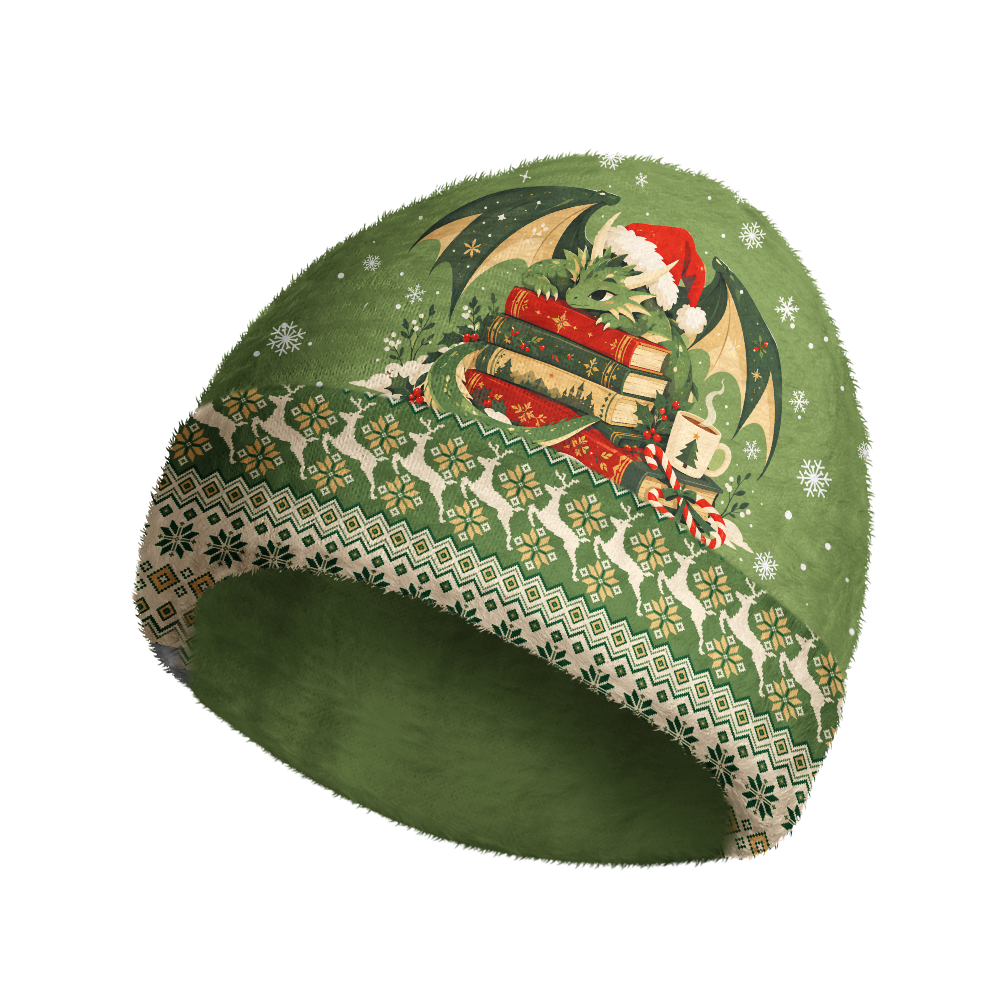 Pagewings Book Dragon Knit Patterned Beanie