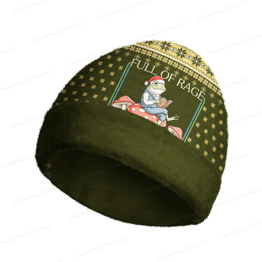 Pagewings Full Of Rage And Whimsy Knit Patterned Beanie