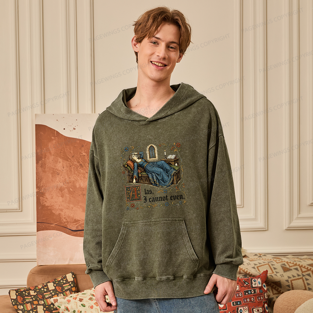 Pagewings Medieval Book Lover Unisex Washed Hoodie