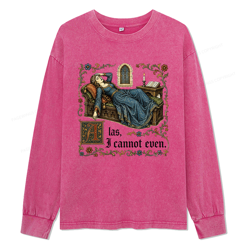 Pagewings Medieval Book Lover Unisex Washed Long Sleeve T-shirt