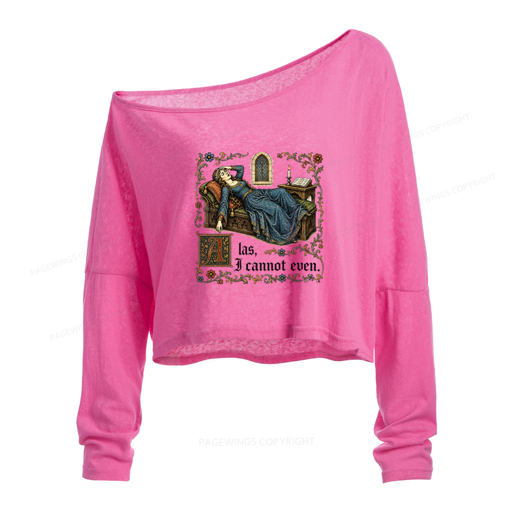 Pagewings Medieval Book Lover Slouchy Long Sleeve Off Shoulder T-shirt