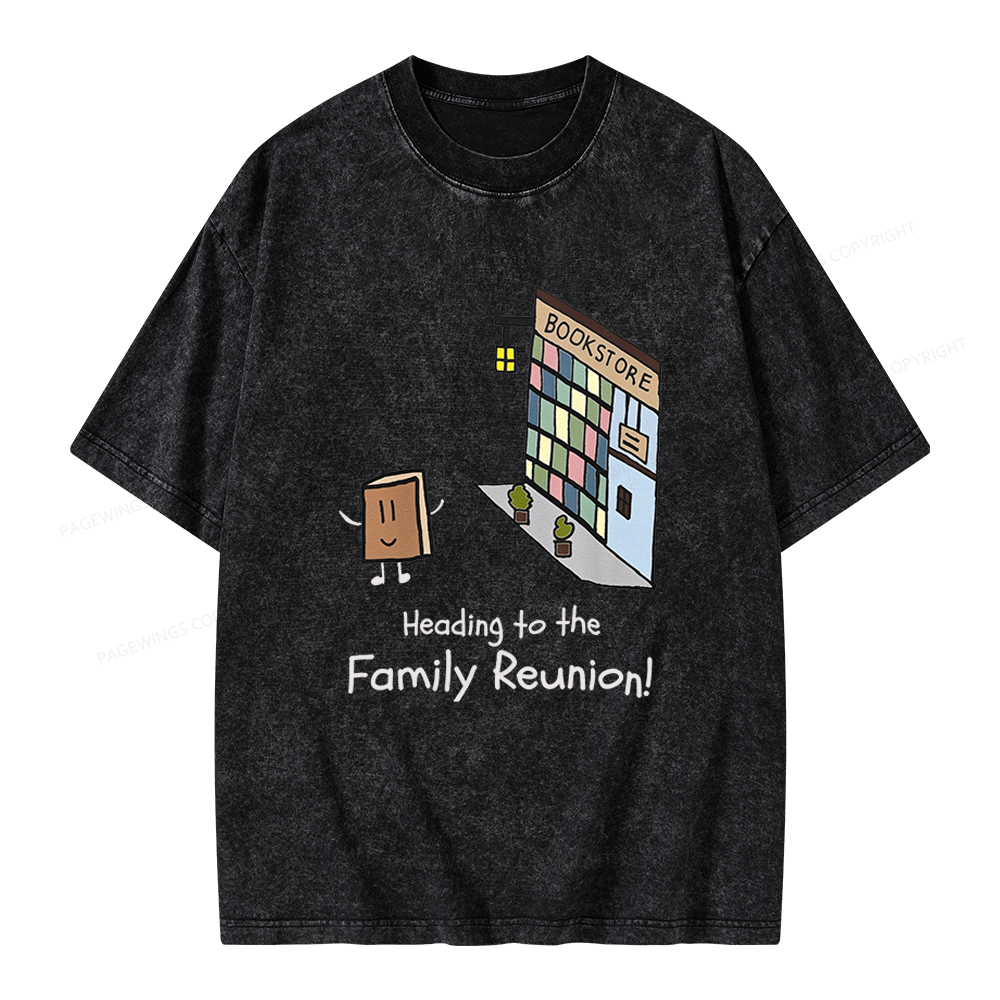 Pagewings Funny Bookstore Family Unisex Washed T-shirt