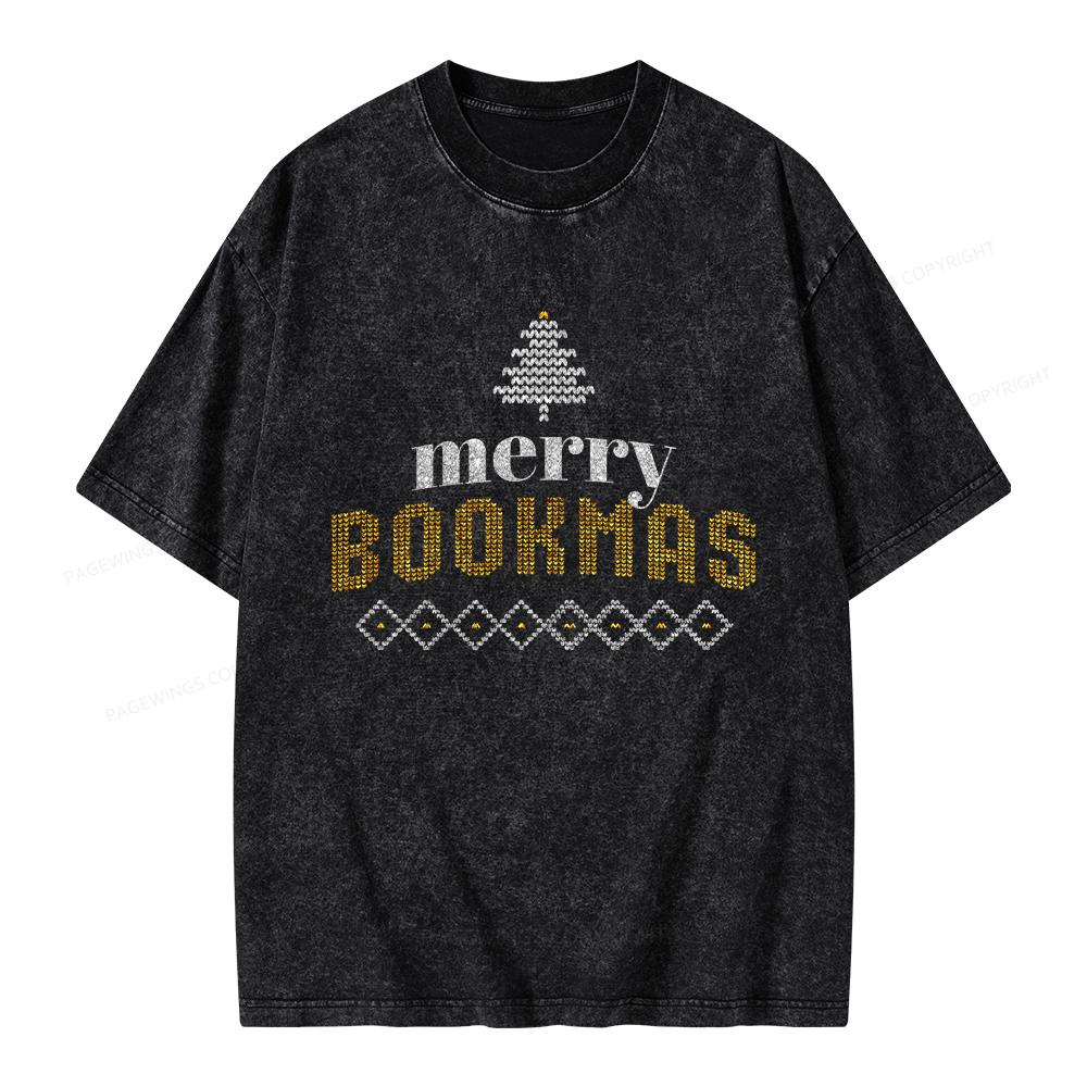 Pagewings Merry Bookmas Unisex Washed T-shirt