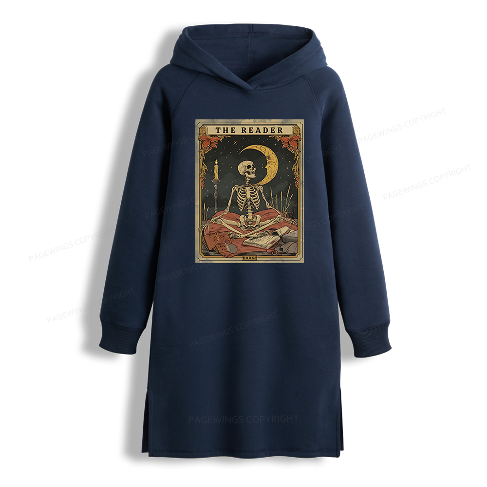 Pagewings The Reader Tarot Card Side-Slit Fleece Hoodie Dress