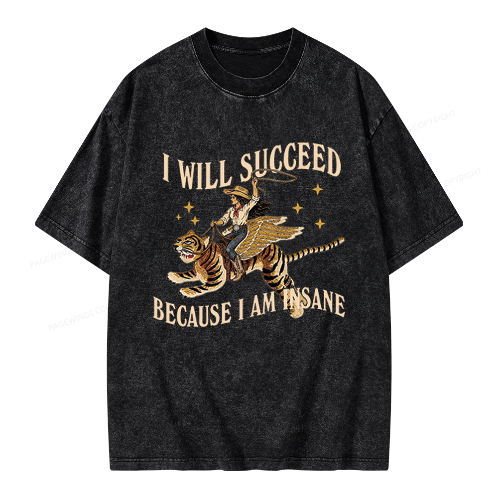 Pagewings I Will Succeed Unisex Washed T-shirt