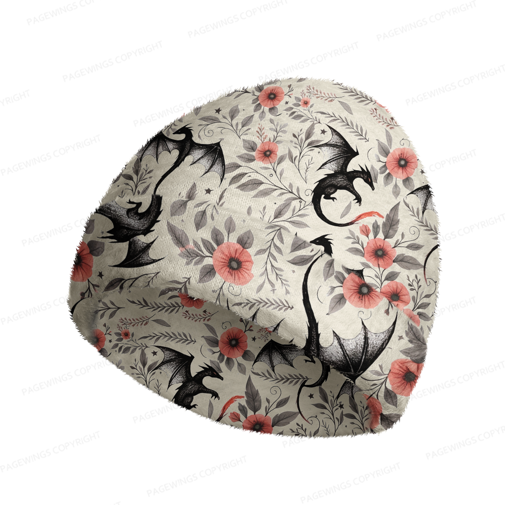 Pagewings Book Dragon Knit Patterned Beanie