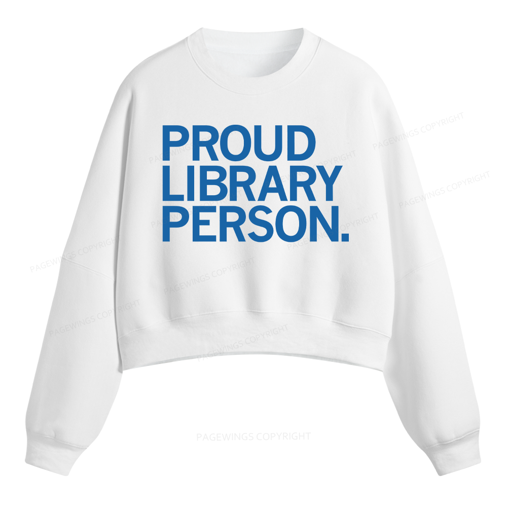 Pagewings Proud Library Person Fleece Crop Sweatshirt