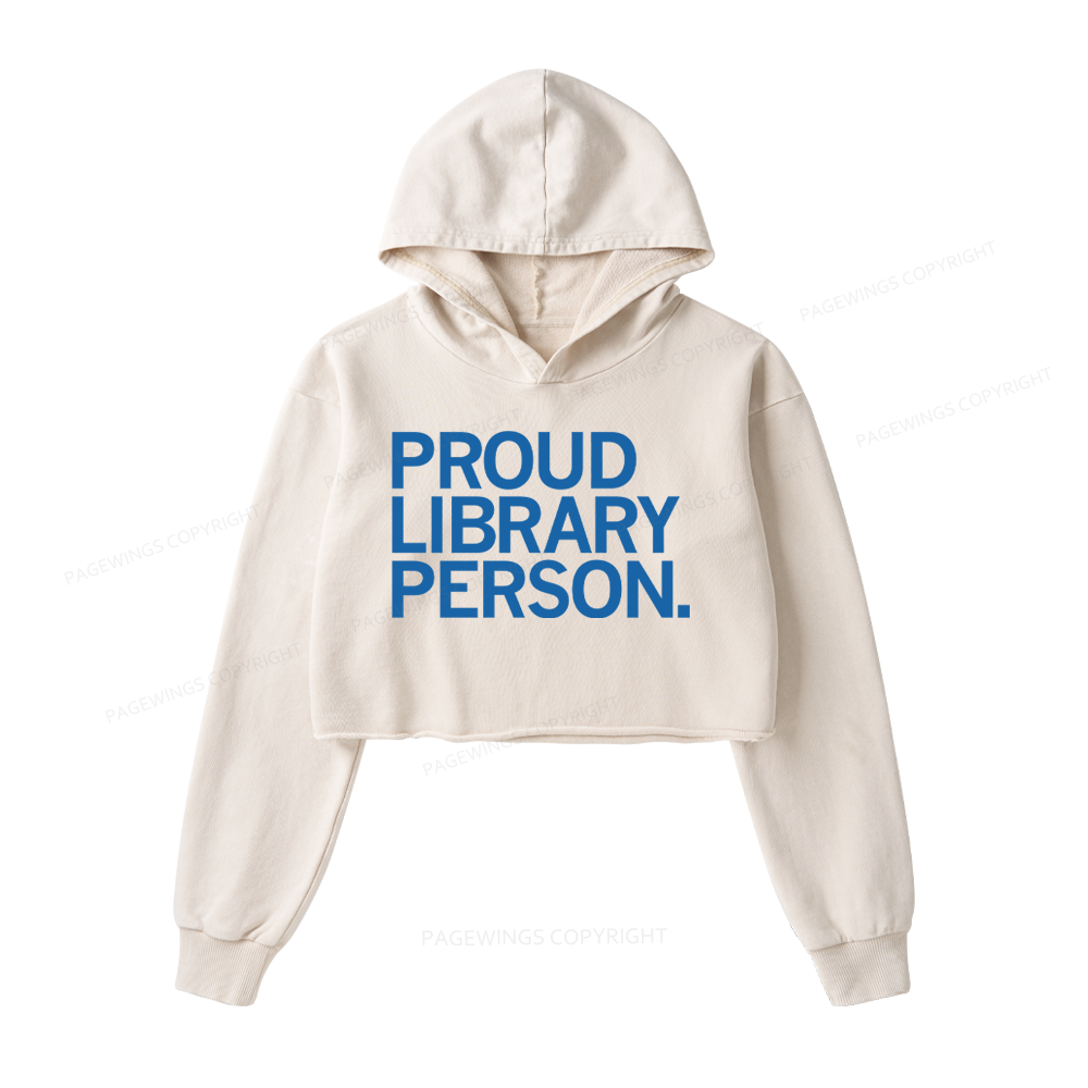 Pagewings Proud Library Person Washed Crop Hoodie