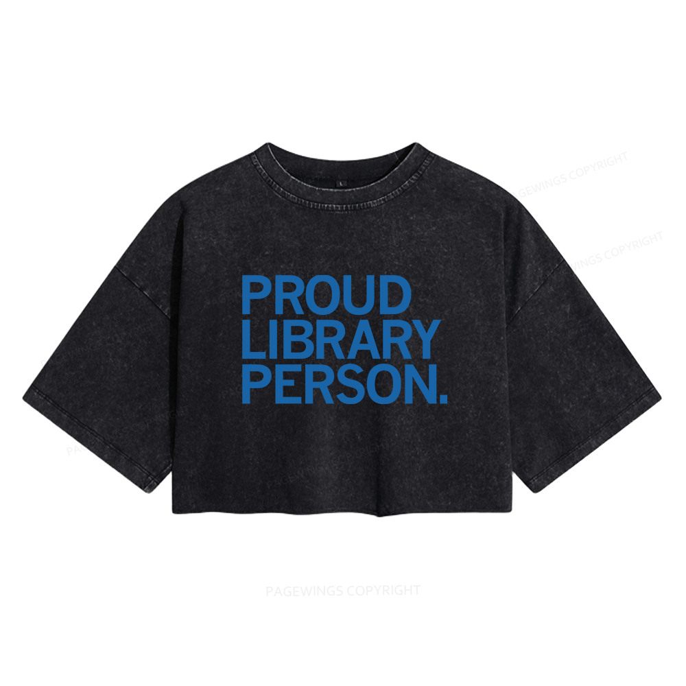 Pagewings Proud Library Person Women's Washed Cropped T-shirt