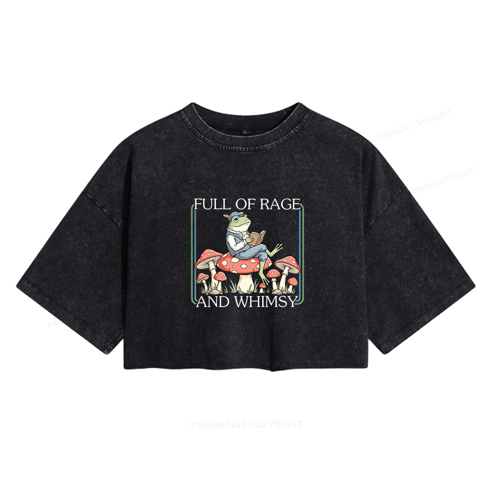 Pagewings Full Of Rage and Whimsy Women's Washed Cropped T-shirt