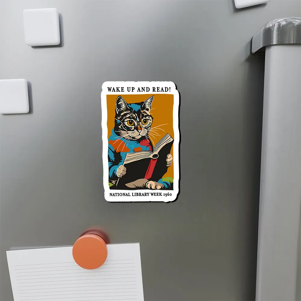 Pagewings Cat Reading Poster Fridge Magnet