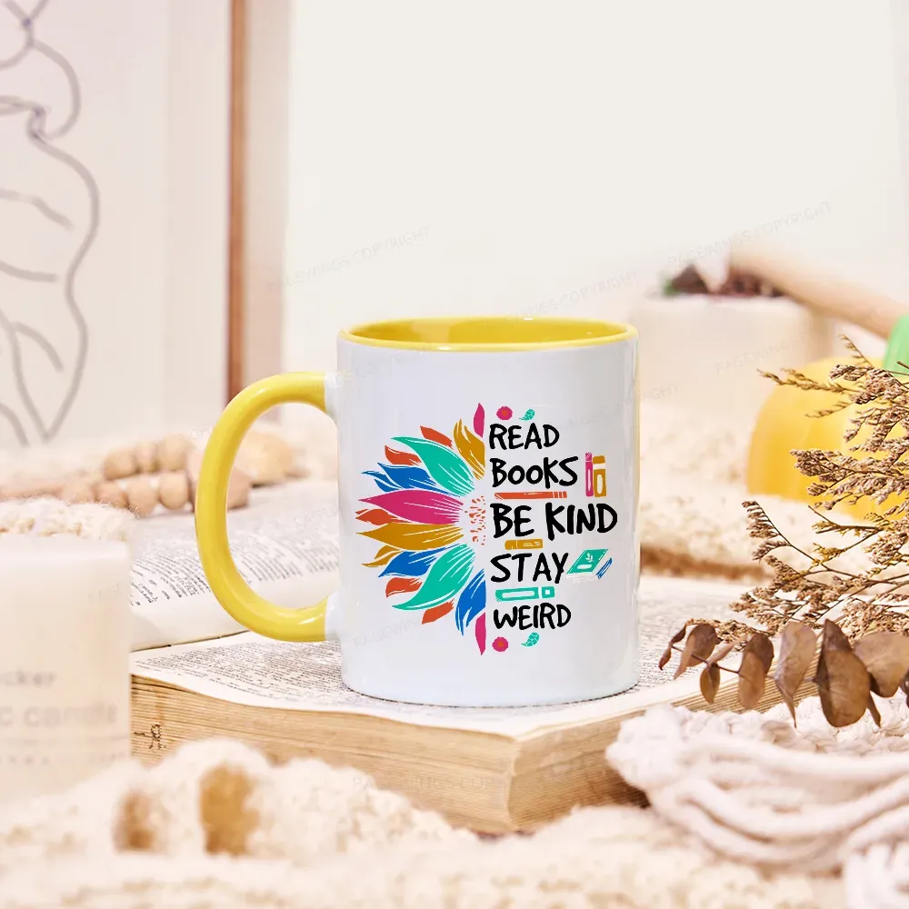Pagewings Read Books Be Kind Stay Weird on Backpack Mug