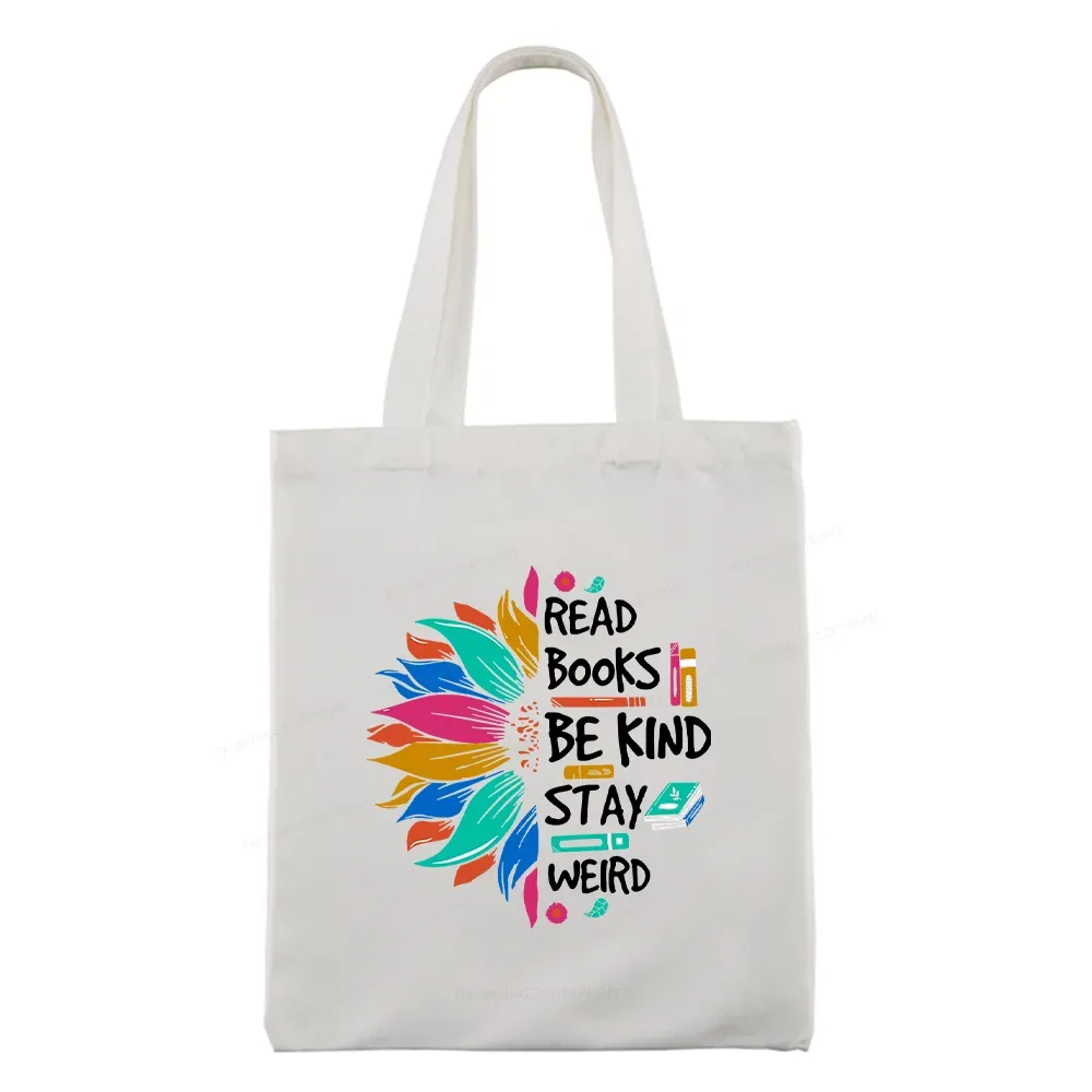 Pagewings Read Books Be Kind Stay Weird on Backpack Tote Bag