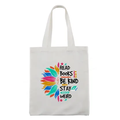 Pagewings Read Books Be Kind Stay Weird on Backpack Tote Bag