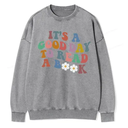 Pagewings It's A Good Day To Read A Book Unisex Washed Sweatshirt