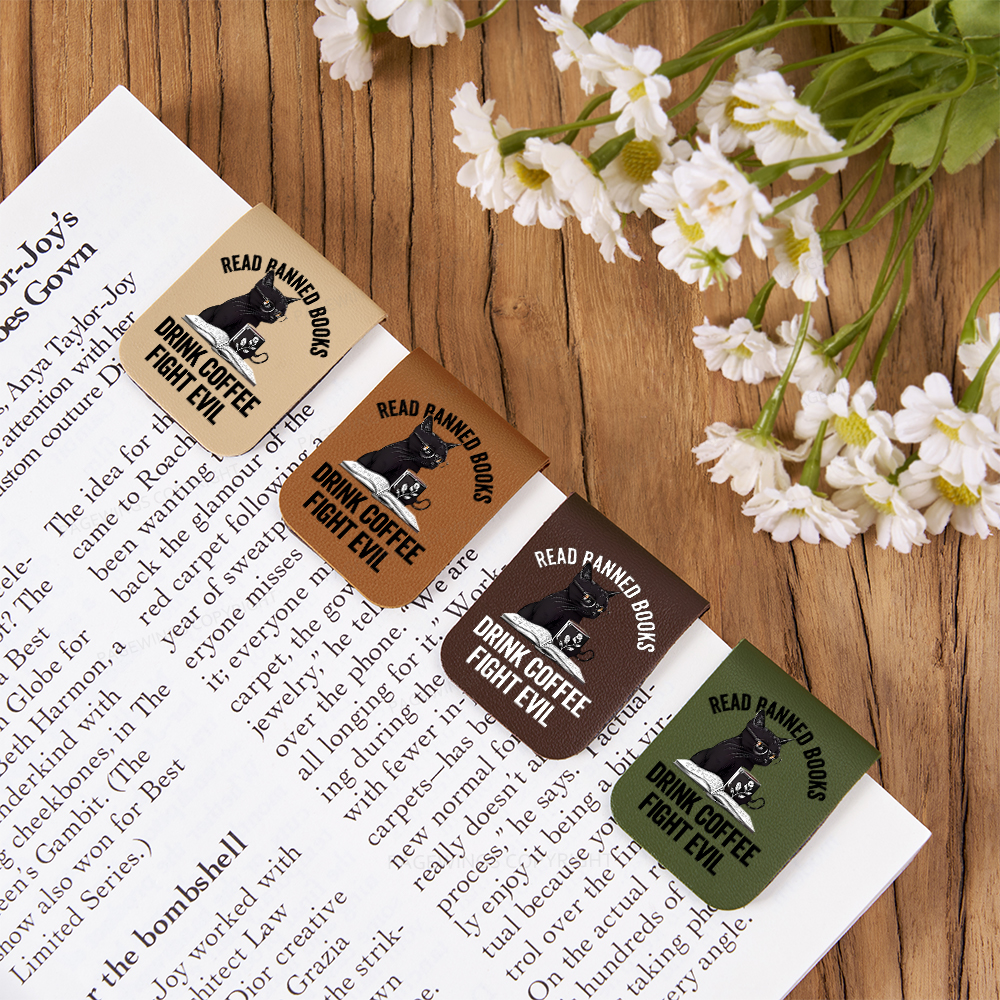 Pagewings Read Books Drink Coffee Fight Evil Shirt Feathers Quotes Magnetic Bookmark