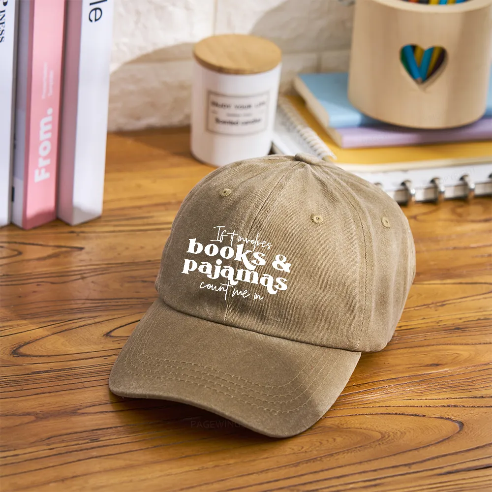 Pagewings Involves Books And Pajamas Count Me Washed Cap