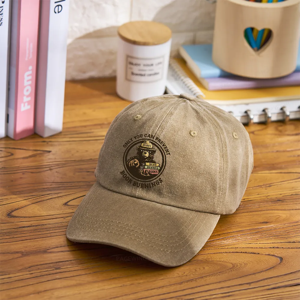 Pagewings Only You Can Prevent Book Burnings Washed Cap