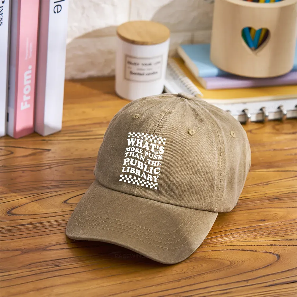 Pagewings punk the public library Washed Cap
