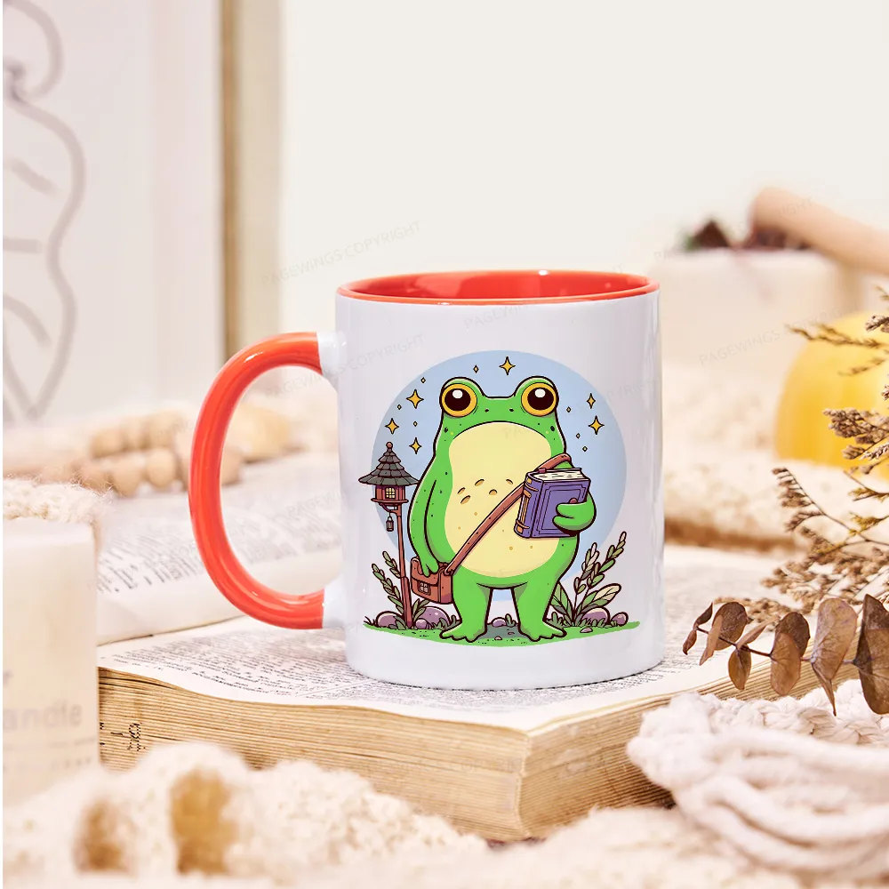 Pagewings Frog Reading Book Mug
