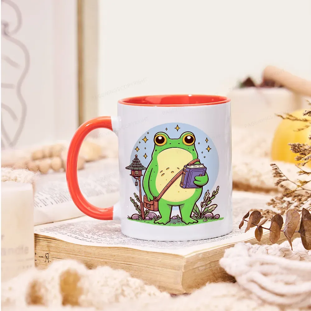 Pagewings Frog Reading Book Mug