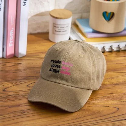 Pagewing Read Books & Love Dogs & Stay Home Washed Cap