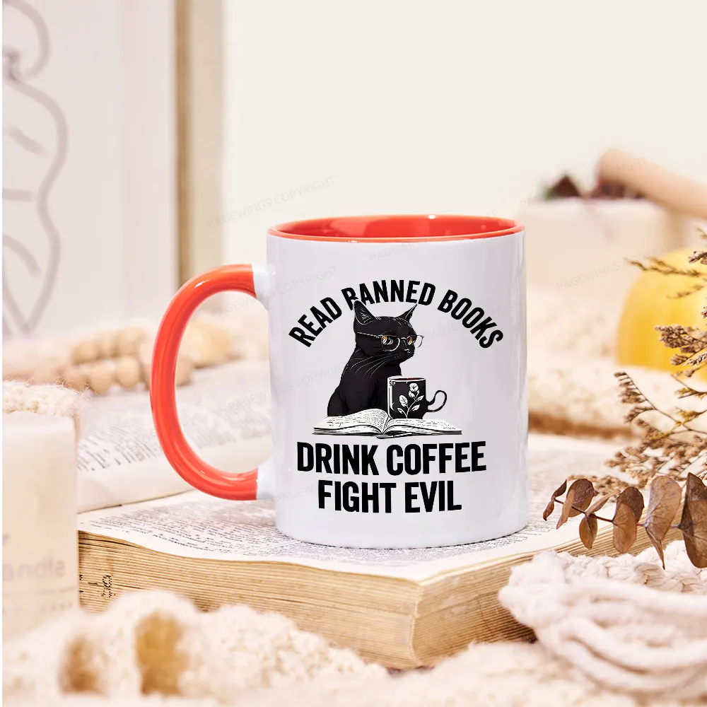 Pagewings Read Books Drink Coffee Fight Evil Mug