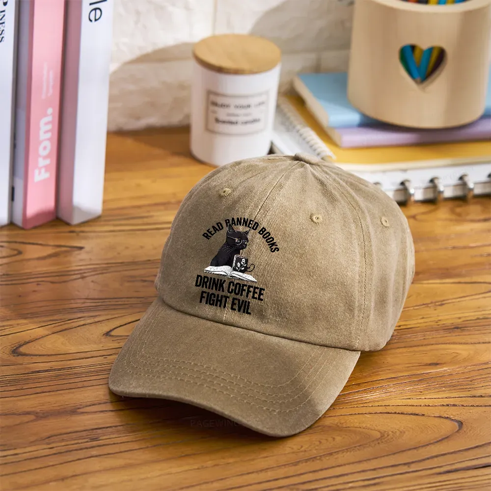 Pagewings Read Books Drink Coffee Fight Evil Washed Cap