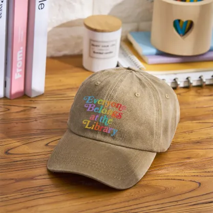 Pagewings Everyone belongs at the library Washed Cap