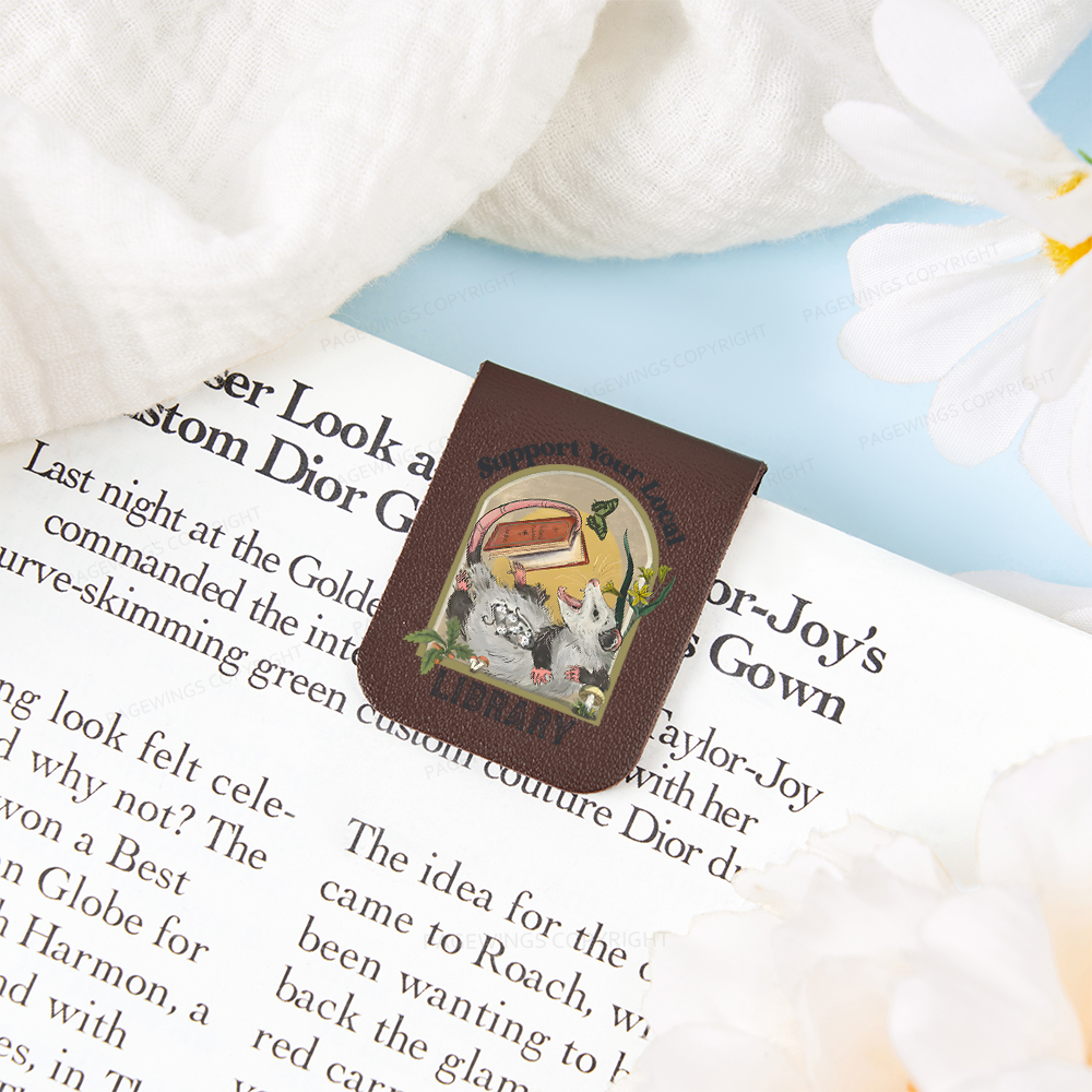 Pagewings Library Readers Make Leaders Jersey Short Sleeve Tee Feathers Quotes Magnetic Bookmark