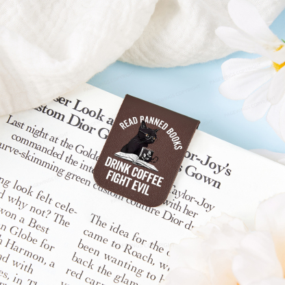 Pagewings Read Books Drink Coffee Fight Evil Shirt Feathers Quotes Magnetic Bookmark