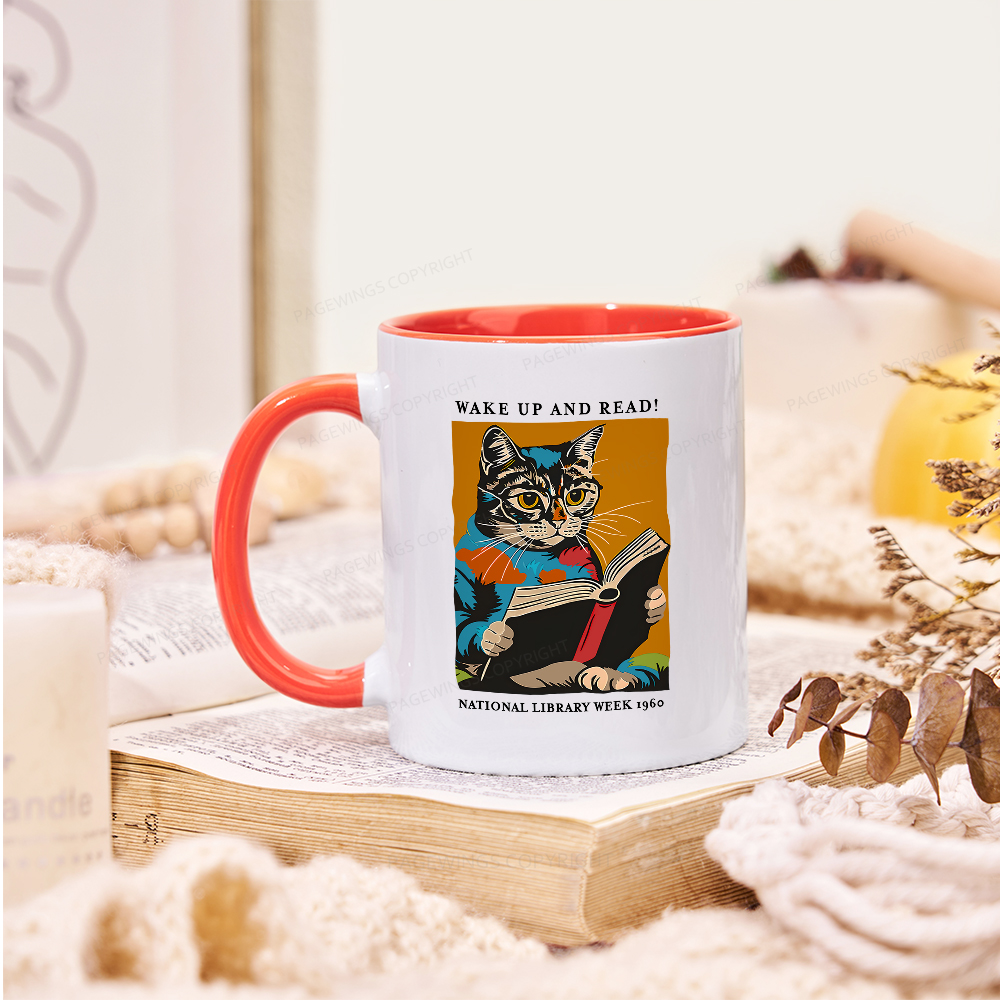 Pagewings Cat Reading Poster Mug