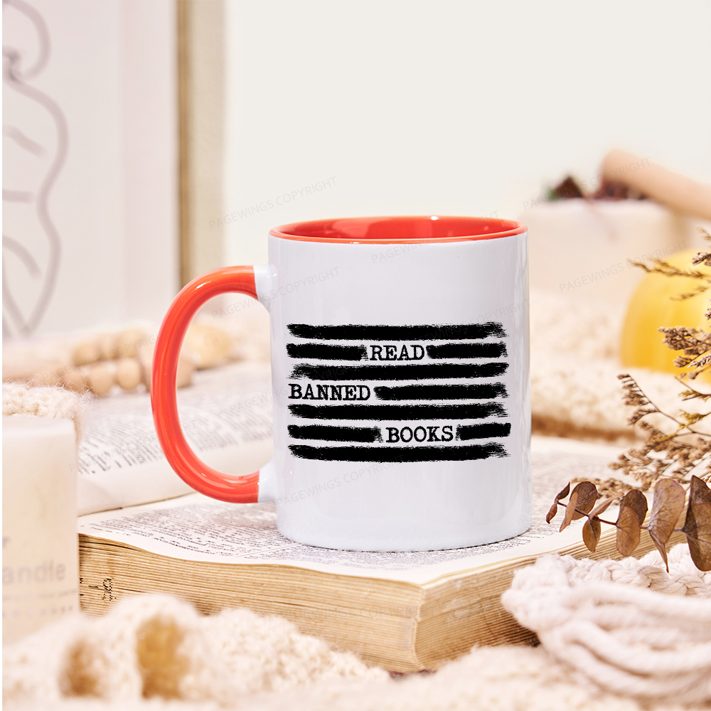 Pagewings Read Banned Books Bookworm Librarian Mug
