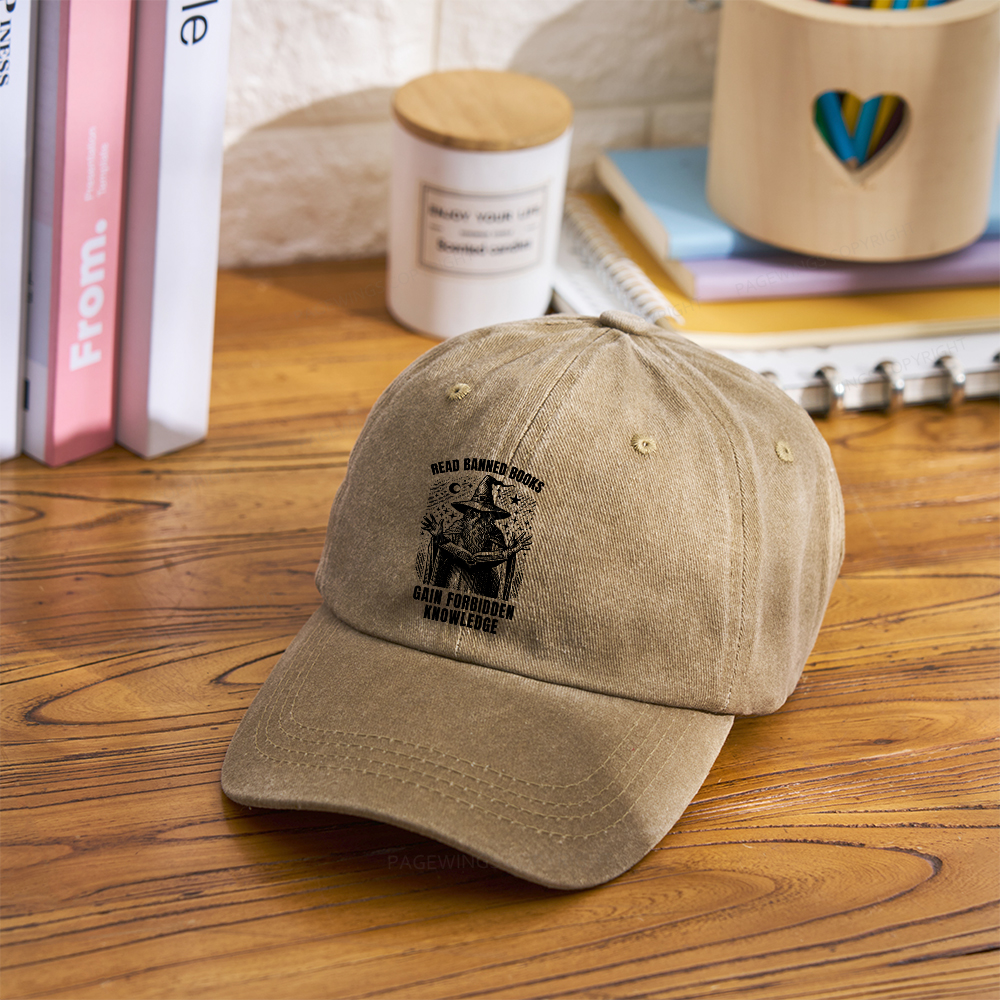 Pagewings Read Banned Books Gain Forbidden Knowledge Washed Cap