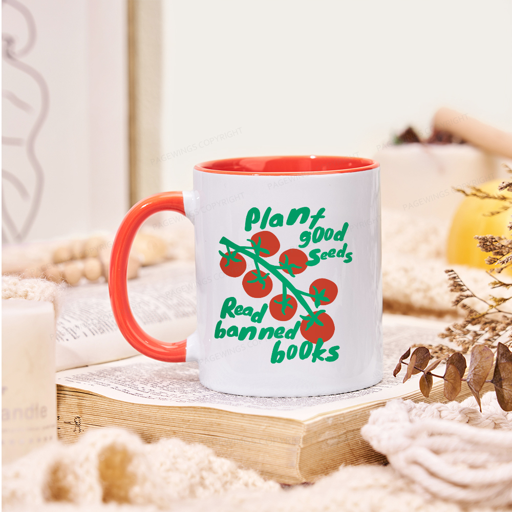 Pagewings Plant Good Seeds Read Banned Books Mug