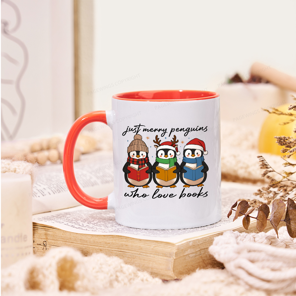 Pagewings Just Merry Penguins Who Love Books Mug