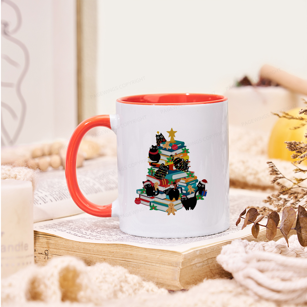 Pagewings Cute Cats Books Christmas Tree Mug