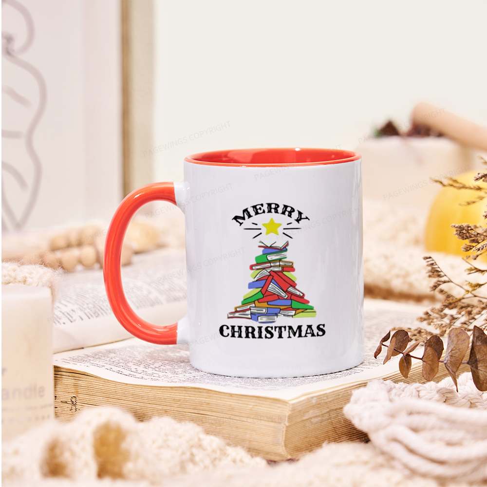 Pagewings Merry Christmas Book Tree Mug