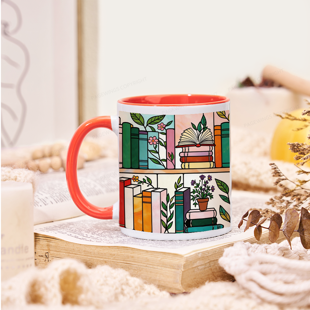 Pagewings Floral Bookshelf Mug