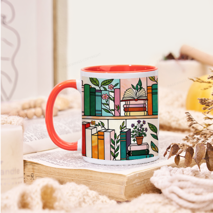 Pagewings Floral Bookshelf Mug