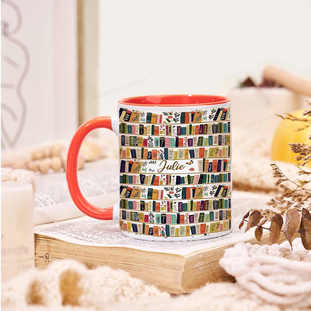 Pagewings Vintage Bookshelf Library Mug