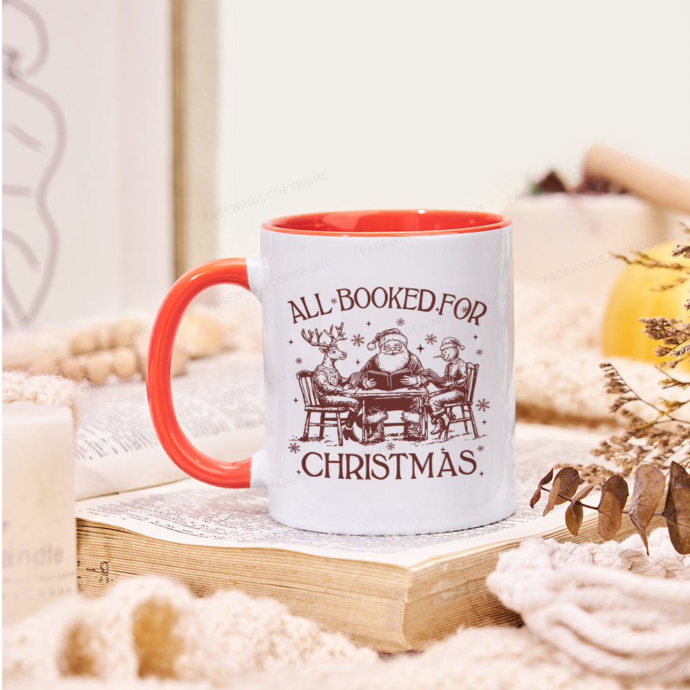Pagewings Retro All Booked For Christmas Mug