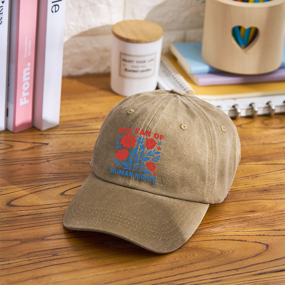 Pagewings Big Fan Of Human Rights  Washed Cap