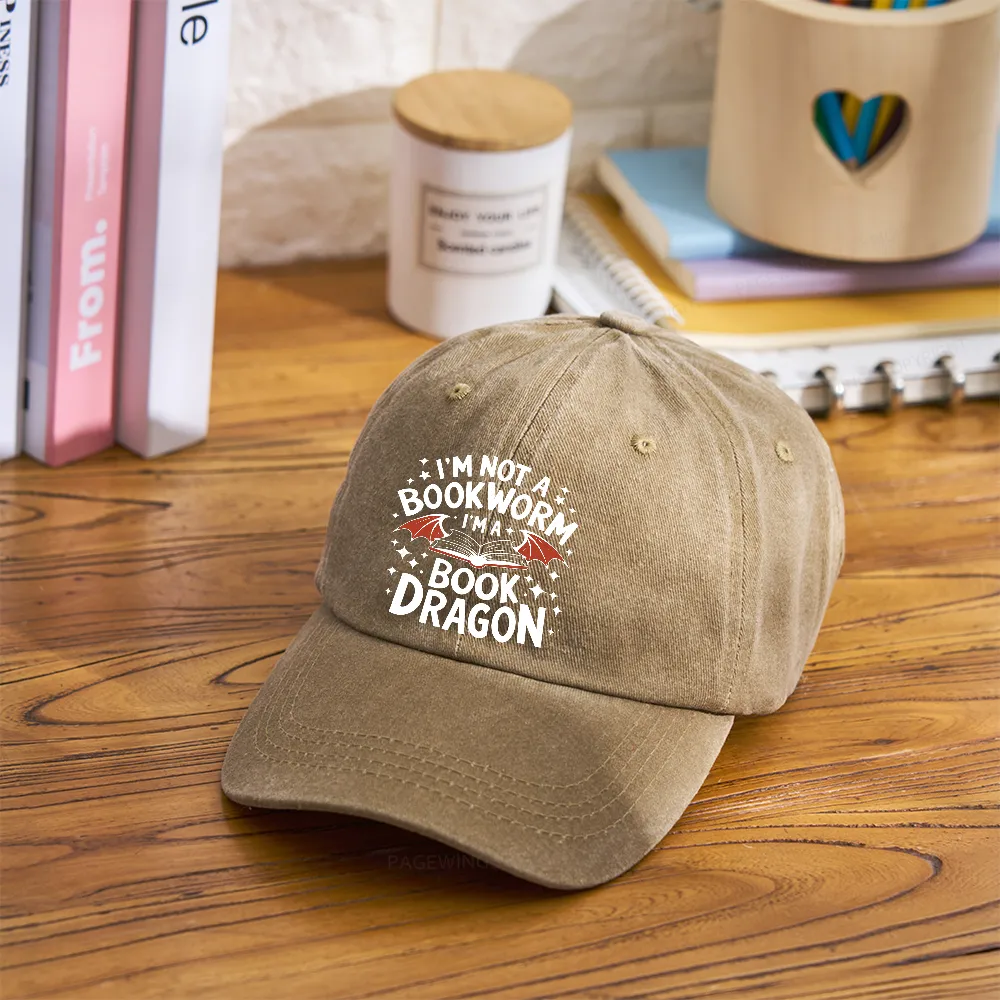 Pagewings I'm Not A Bookworm I'm A Book Dragon Washed Cap