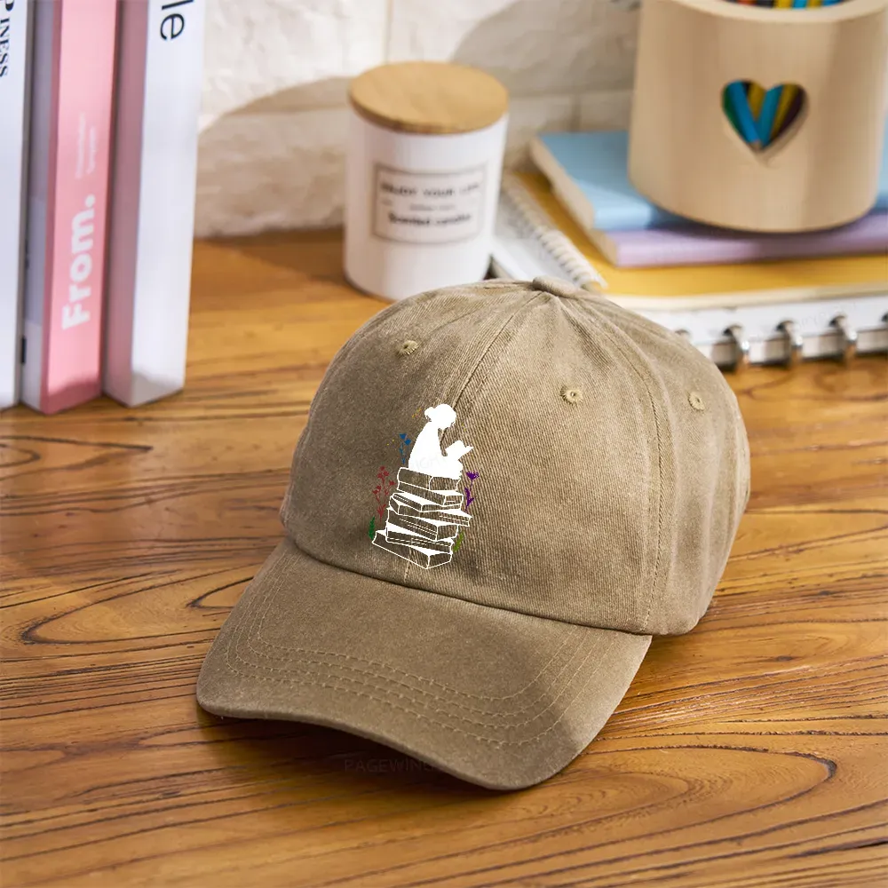 Pagewings Girl Reading Washed Cap